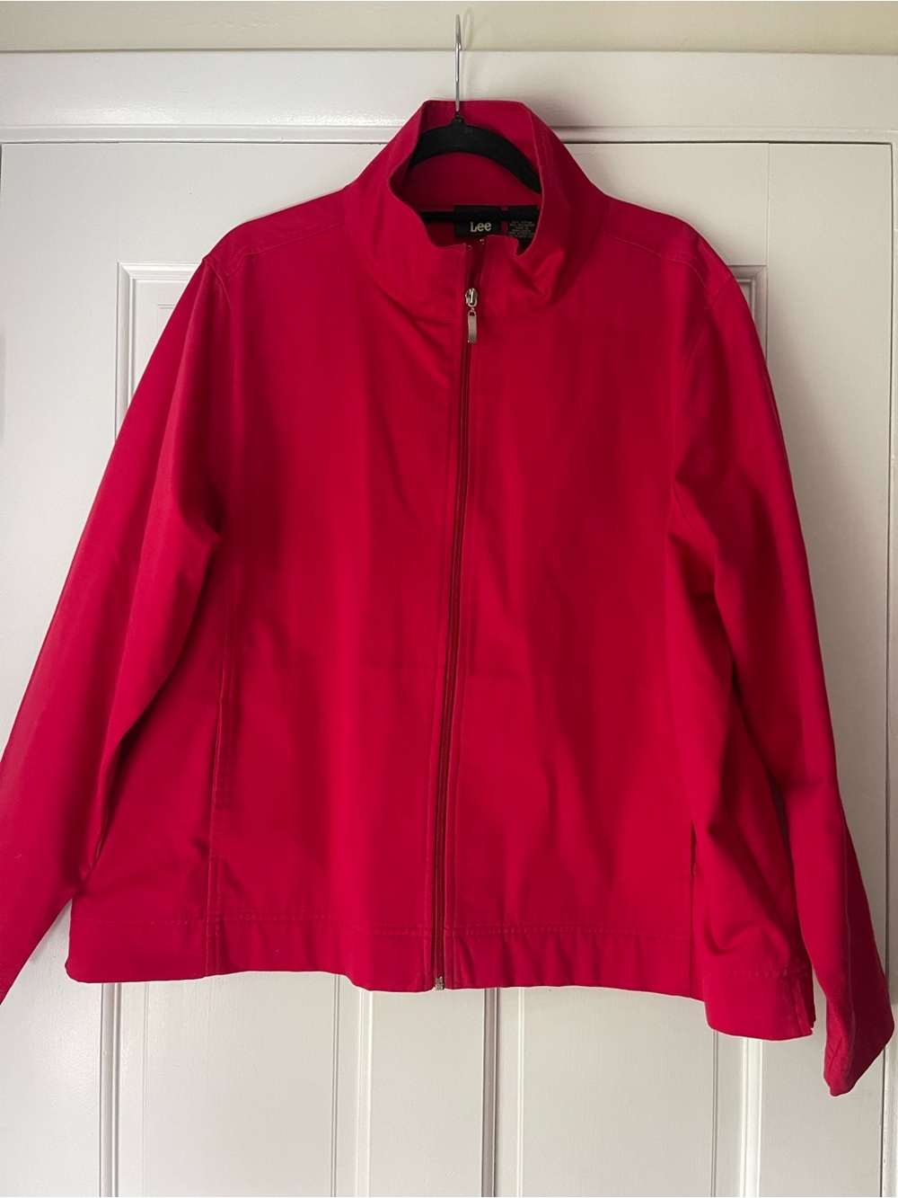 Lee Women's Red Zip-Up Mock Neck Cotton Jacket